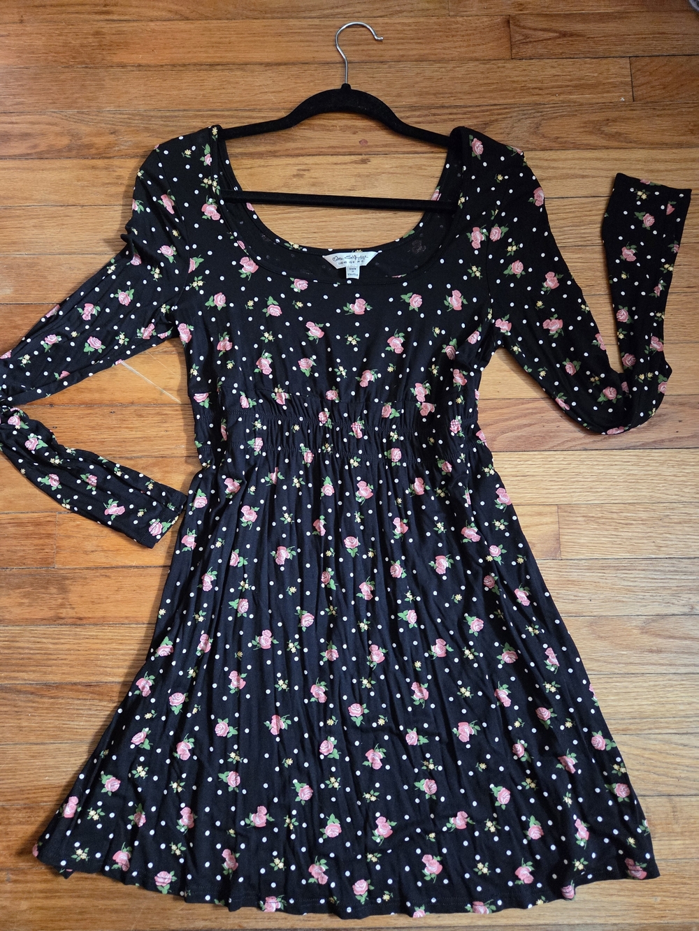 Miss Selfridge Black Long Sleeve Floral Dress